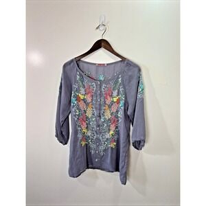 Johnny Was Womens Tunic Embroidered Blouse Size S Floral Cottage California Boho